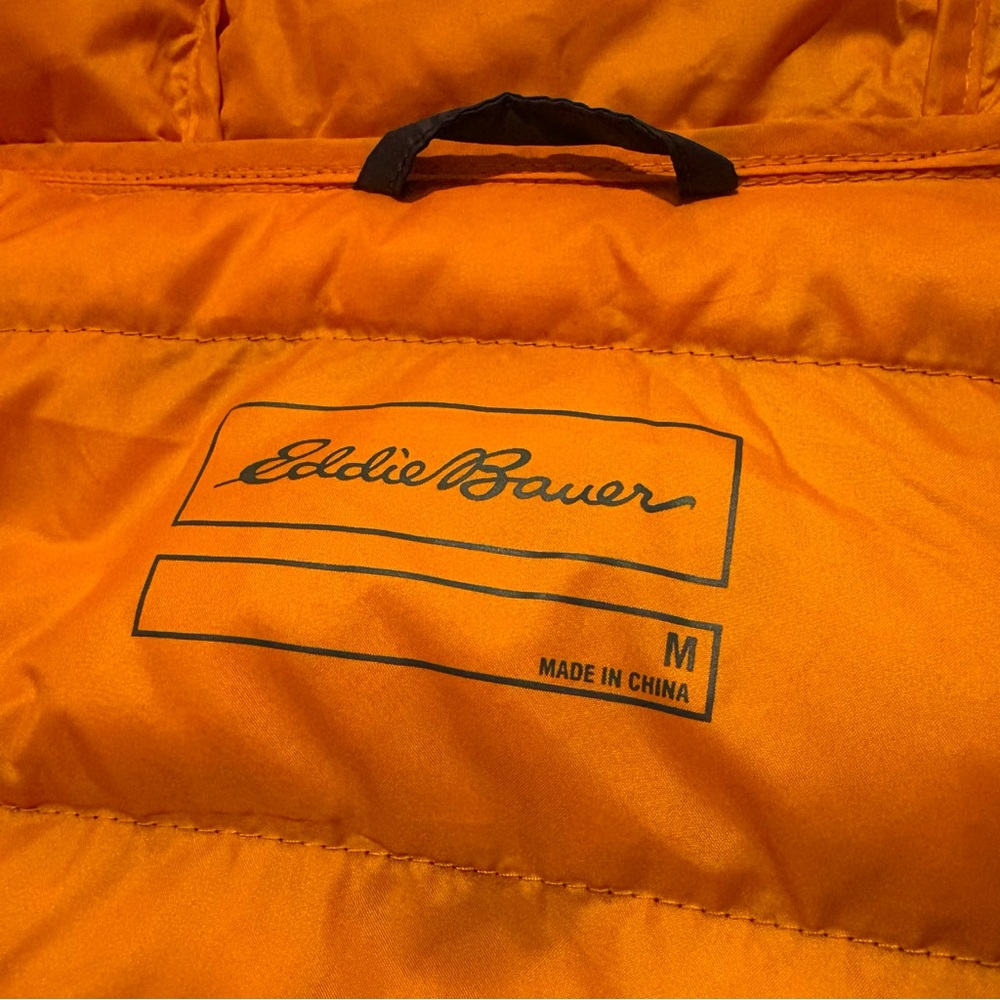 Eddie Bauer Navy Orange CirrusLite Down Puffer Hooded Zip Jacket Size Medium - Picture 6 of 10